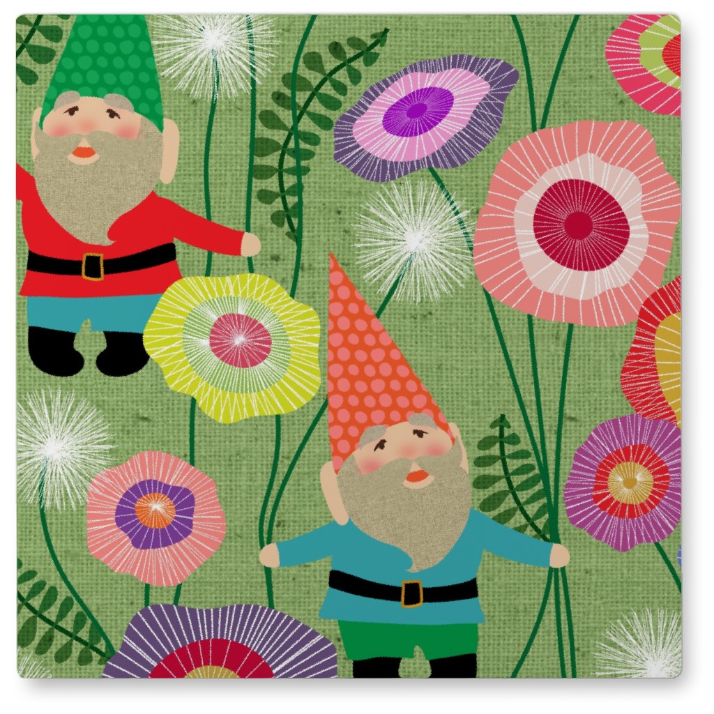 Gnomes Harvest Photo Tile, Metal, 8x8, Multicolor