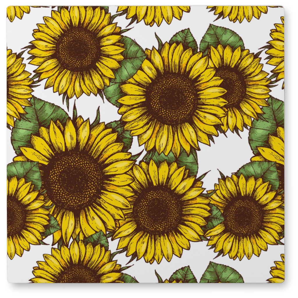 Sunflowers Photo Tile, Metal, 8x8, Yellow