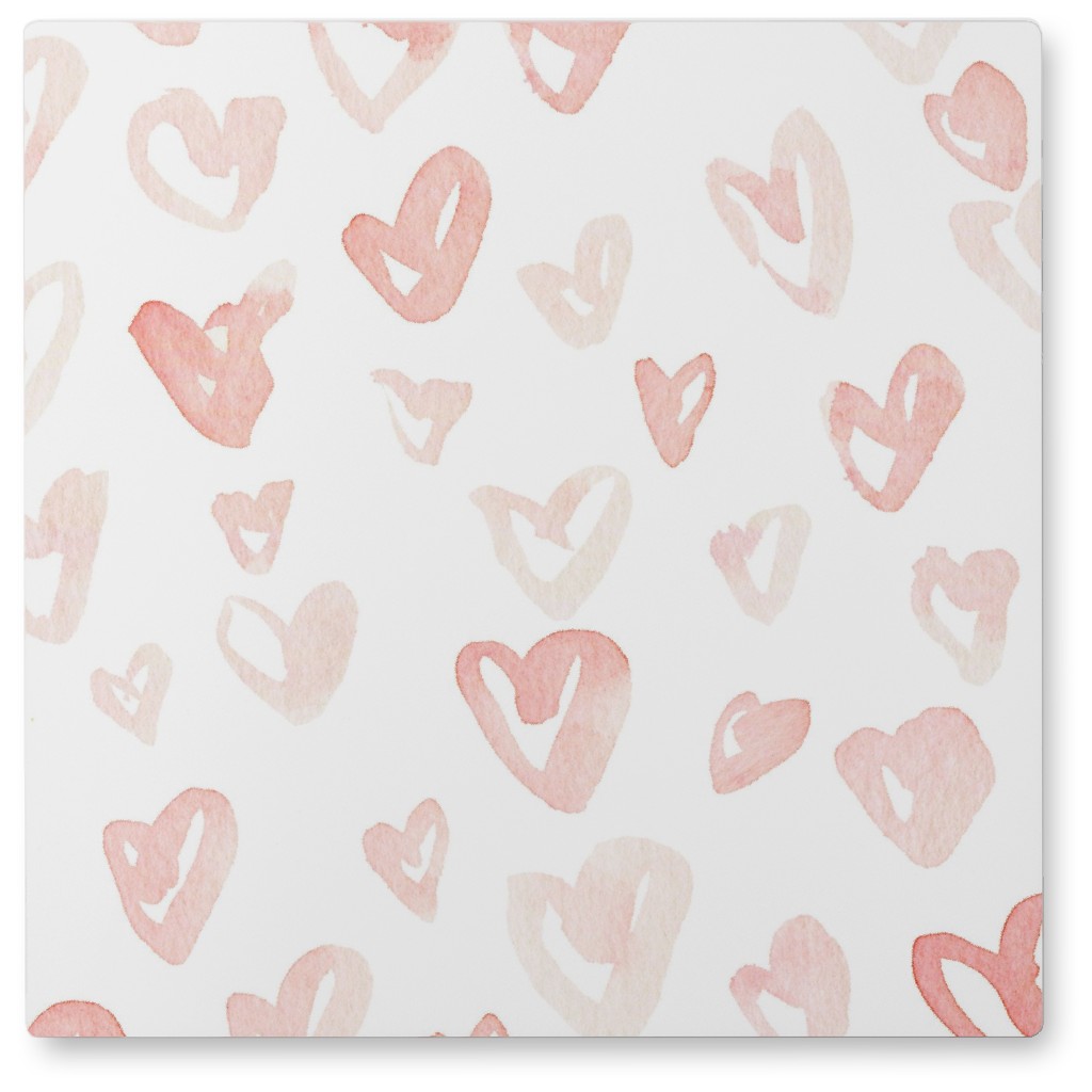 Pale Pink Hearts - Pink Photo Tile, Metal, 8x8, Pink