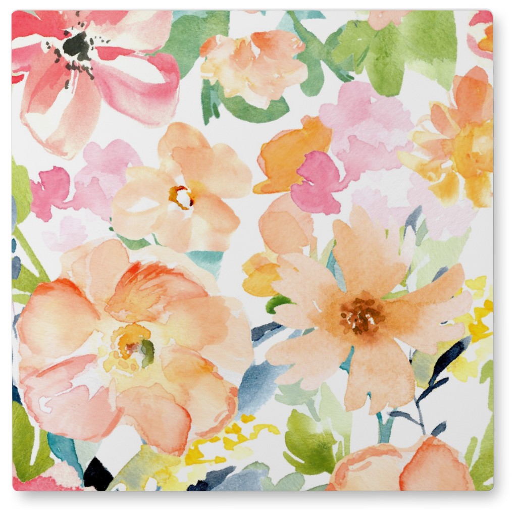 Floral Love Print Photo Tile, Metal, 8x8, Multicolor