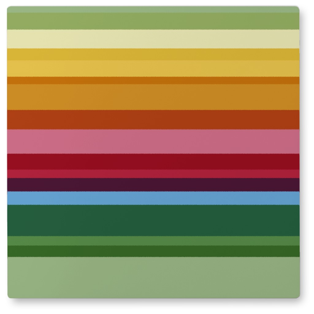 Rainbow Stripe Photo Tile, Metal, 8x8, Multicolor