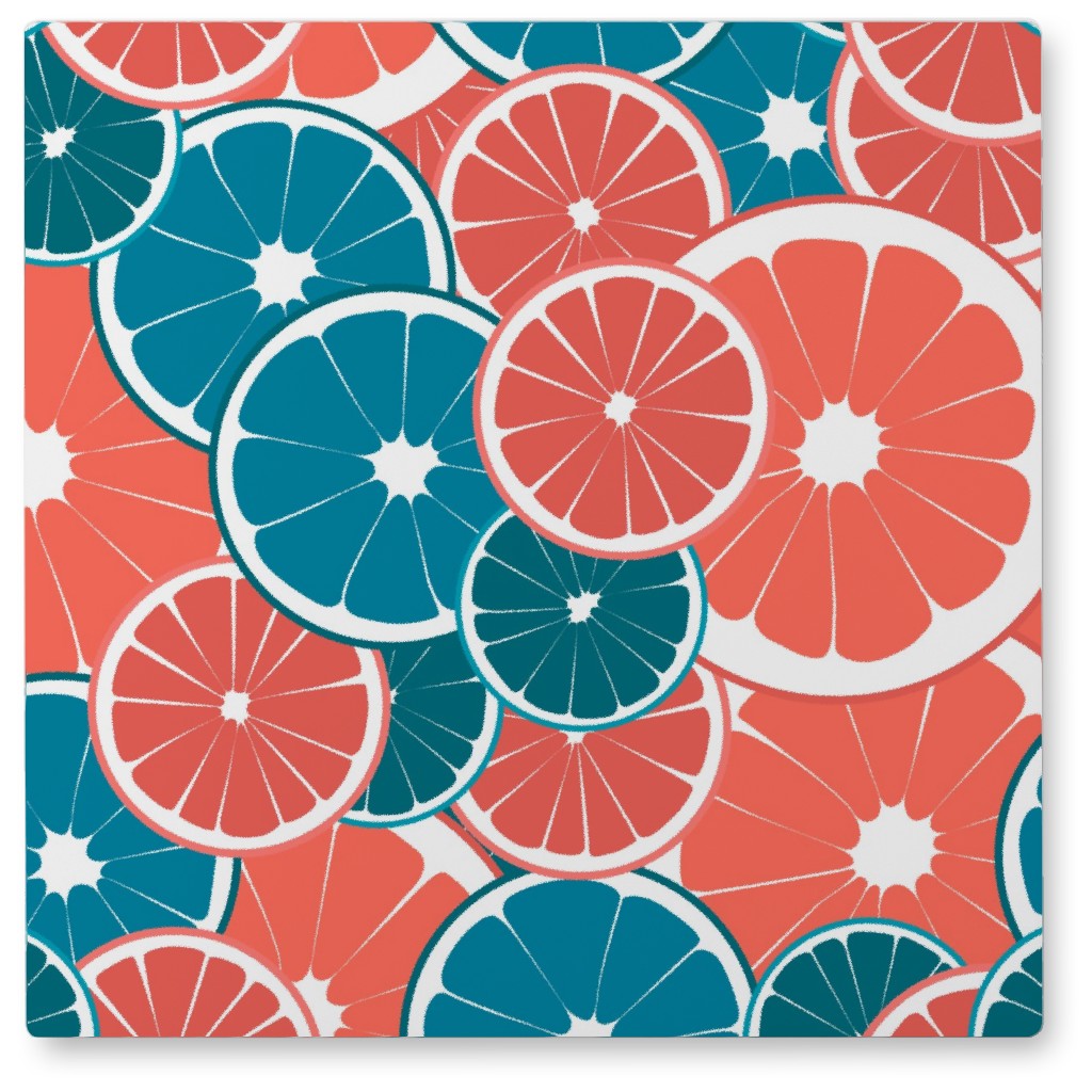 Citrus Photo Tile, Metal, 8x8, Pink, Bright Pink