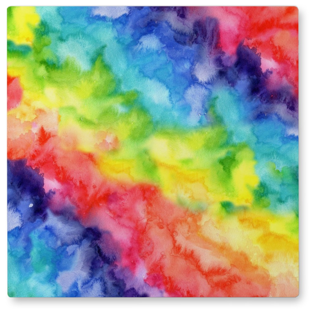 Rainbow Watercolor Wash Photo Tile, Metal, 8x8, Multicolor