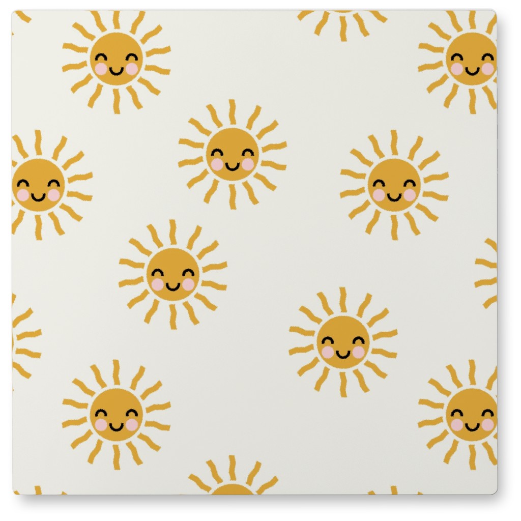 Cute Sunshine - Yellow Photo Tile, Metal, 8x8, Yellow, Classic Yellow