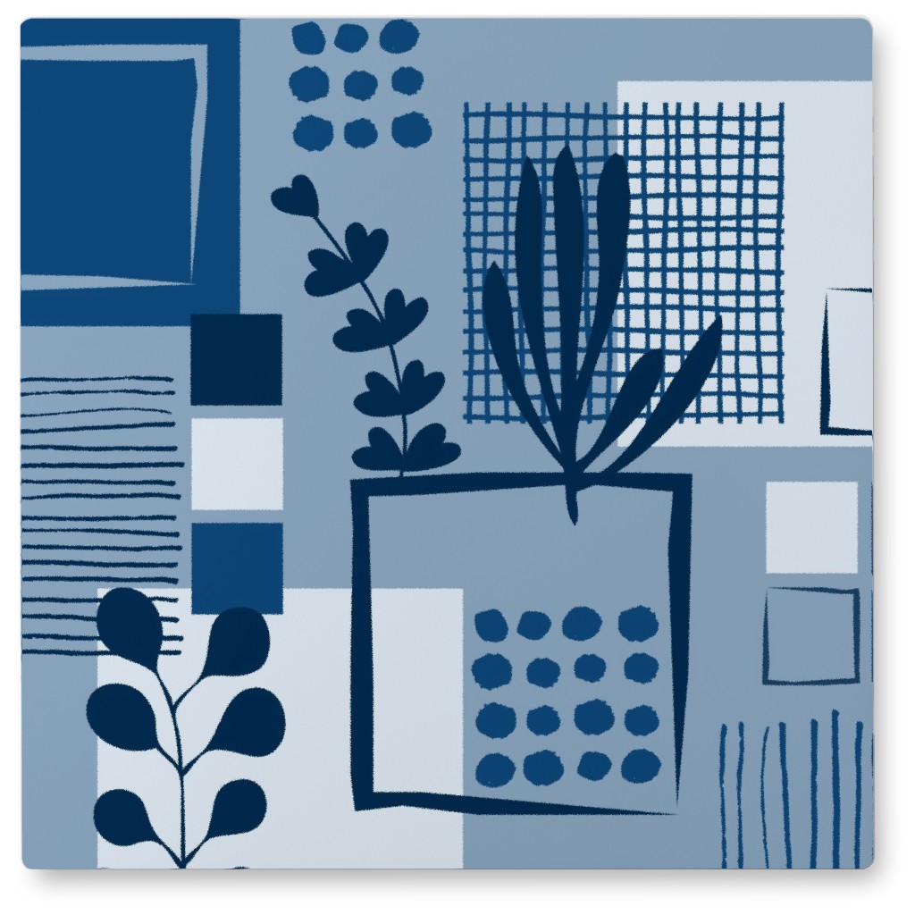 Squared Sea - Blue Photo Tile, Metal, 8x8, Blue, True Blue