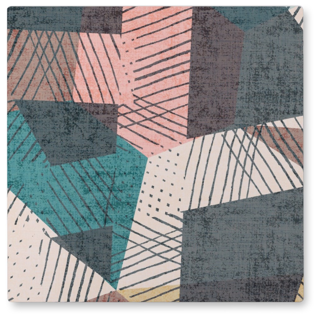 Abstract Geometic - Multi Photo Tile, Metal, 8x8, Multicolor