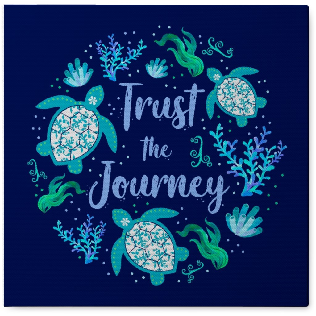 Trust the Journey Sea Turtles Photo Tile, Canvas, 8x8, Blue
