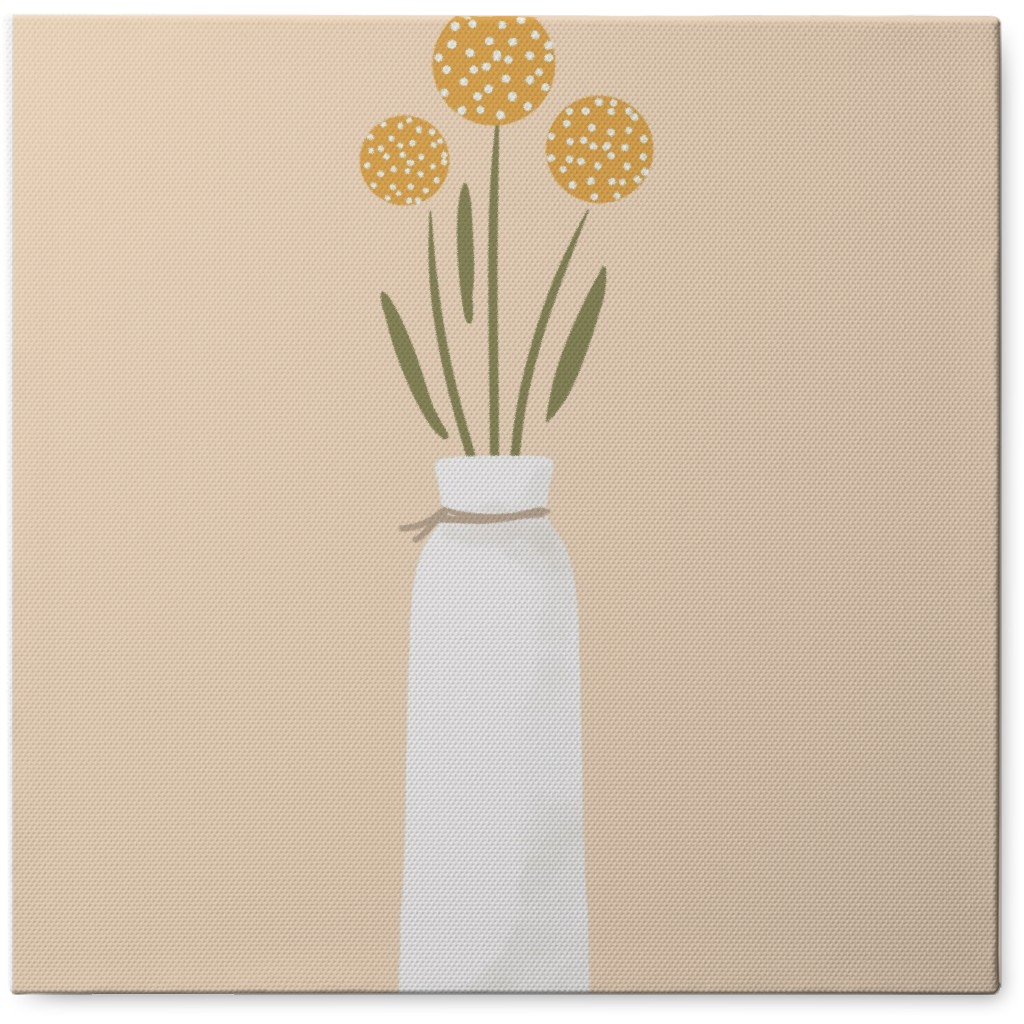Billy Button Flowers - Yellow Photo Tile, Canvas, 8x8, Yellow