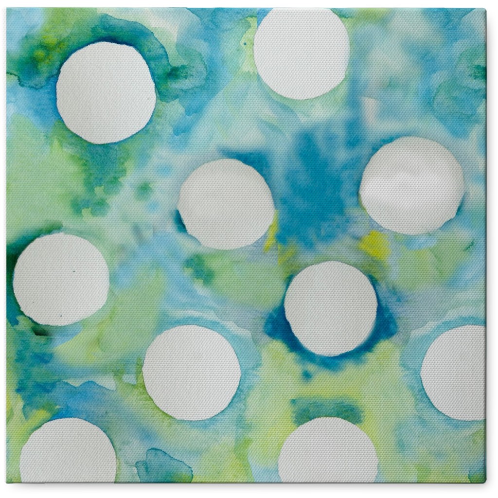 Blobs - Green and Blue Photo Tile, Canvas, 8x8, Green