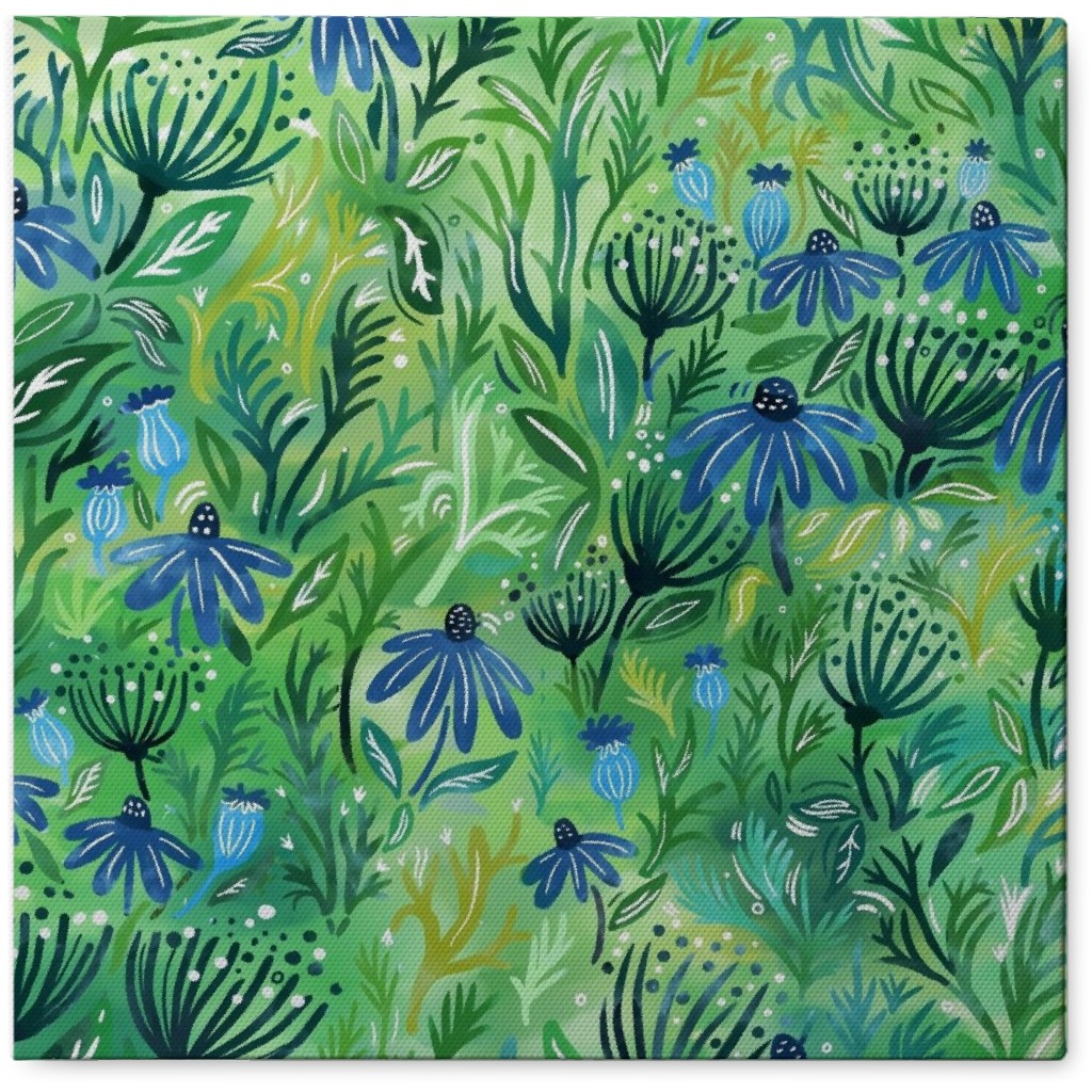 Wild Grasses & Flowers Photo Tile, Canvas, 8x8, Green