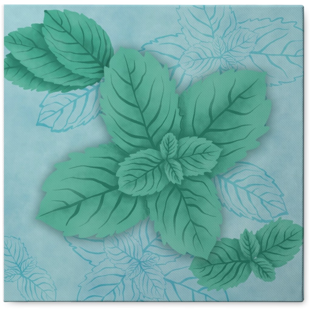 Peppermint - Blue and Green Photo Tile, Canvas, 8x8, Blue