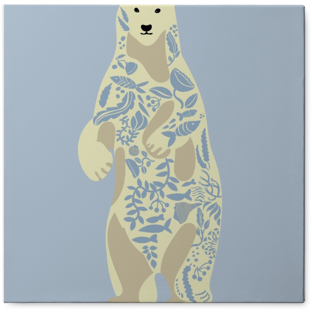 Polar Bear - Multi on Ice Blue Photo Tile, Canvas, 8x8, Blue