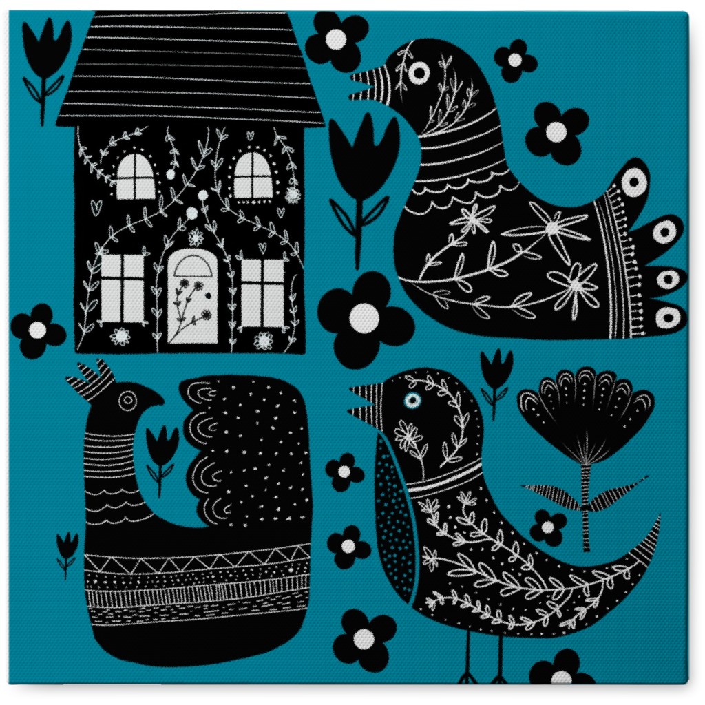 Max Folk Photo Tile, Canvas, 8x8, Blue