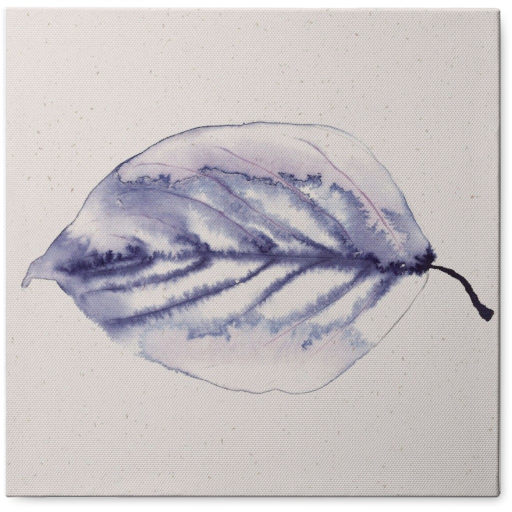 Watercolor Minimalist Leaf - Indigo Photo Tile, Canvas, 8x8, Blue