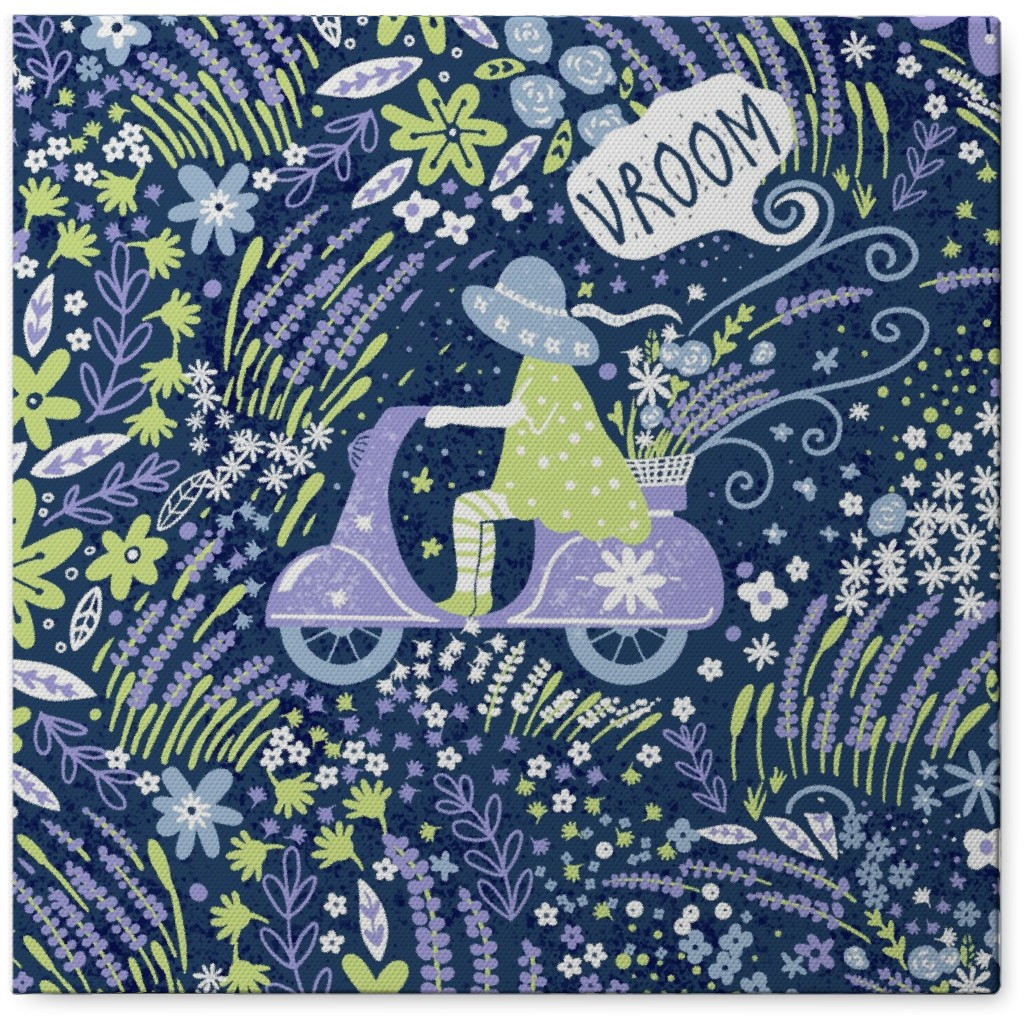 Vroom Moped - Blue Photo Tile, Canvas, 8x8, Blue