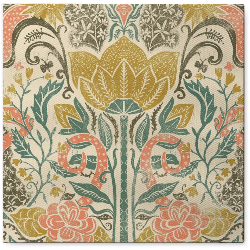 Folk Floral - Multi Photo Tile, Canvas, 8x8, Multicolor