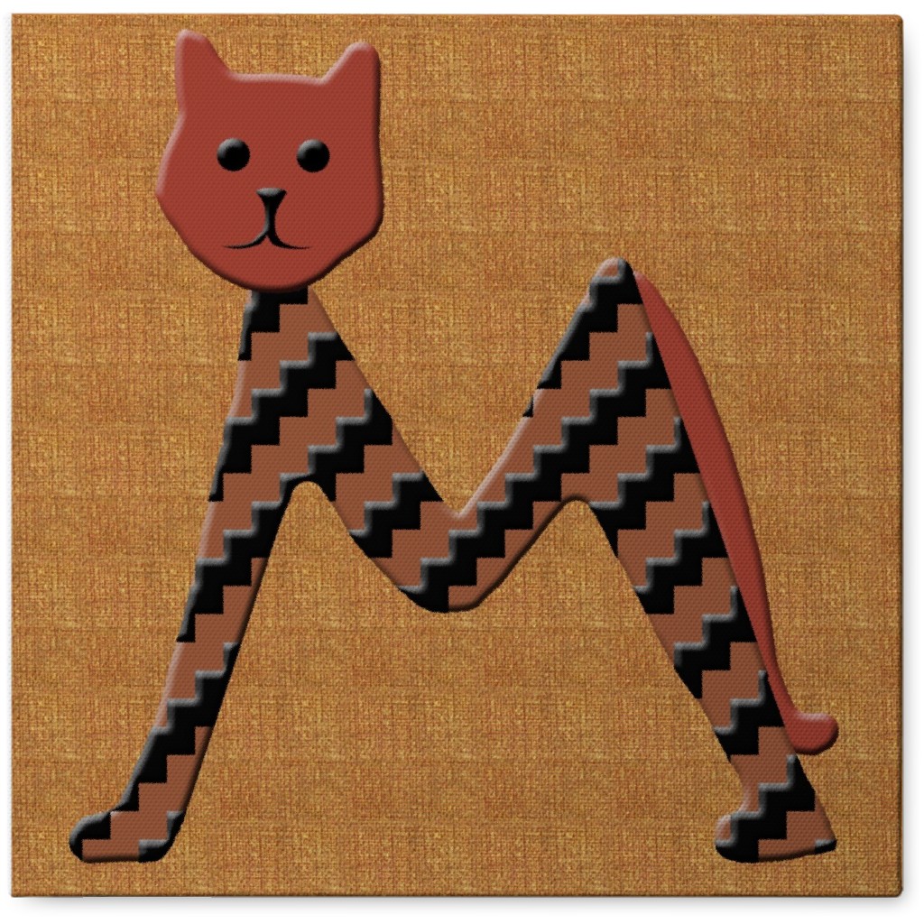 Cat Alphabet - M Photo Tile, Canvas, 8x8, Orange