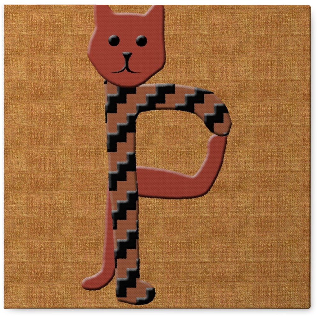 Cat Alphabet - P Photo Tile, Canvas, 8x8, Orange