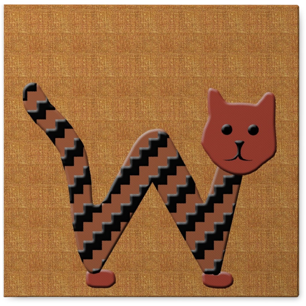 Cat Alphabet - W Photo Tile, Canvas, 8x8, Orange