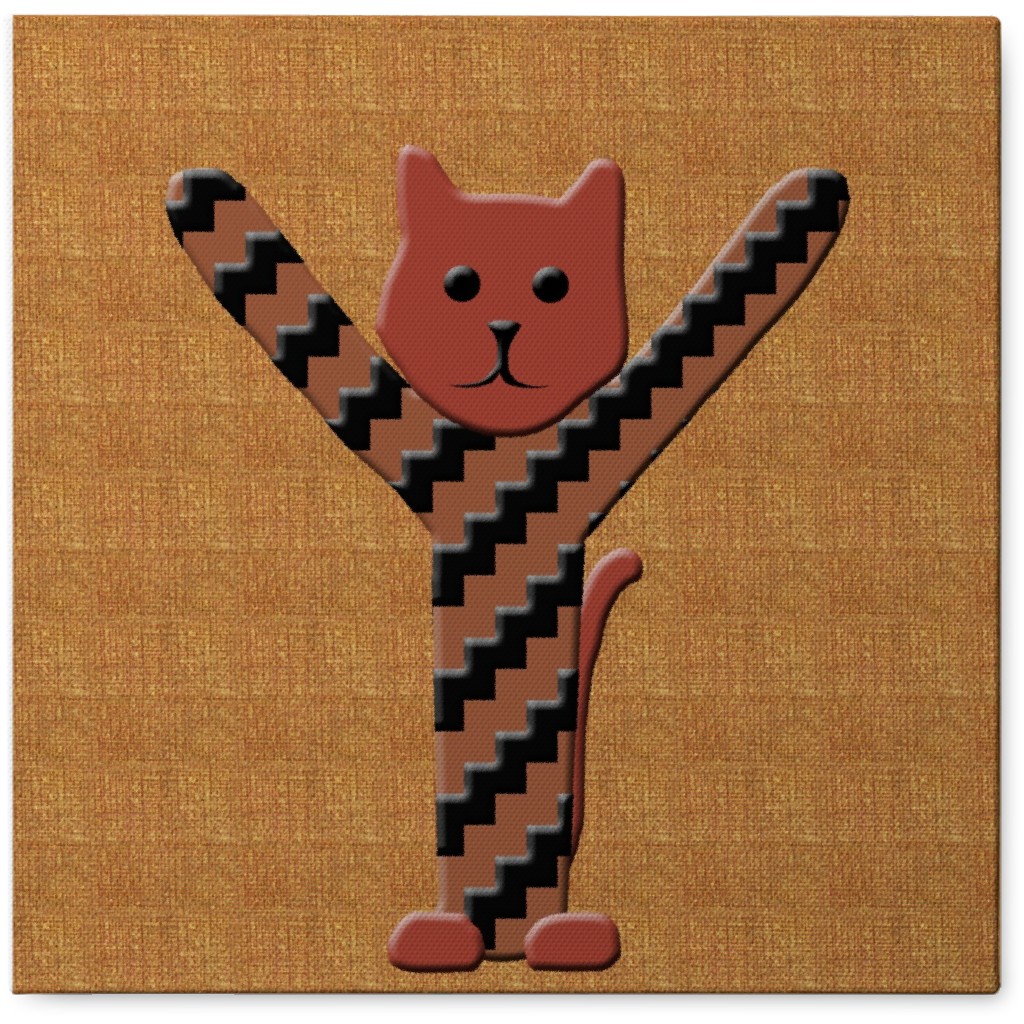 Cat Alphabet - Y Photo Tile, Canvas, 8x8, Orange