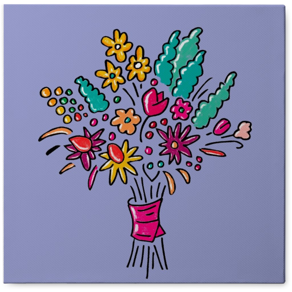 Floral Bouquet on Purple Photo Tile, Canvas, 8x8, Multicolor