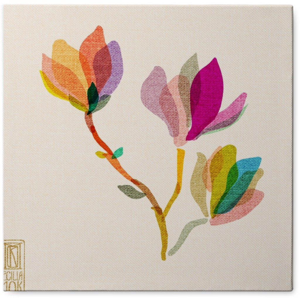 Magnolias - Multi Bright Photo Tile, Canvas, 8x8, Multicolor