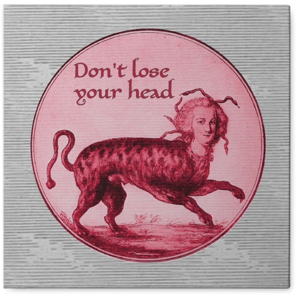 Don't Lose Your Head - Gray and Red Photo Tile, Canvas, 8x8, Red