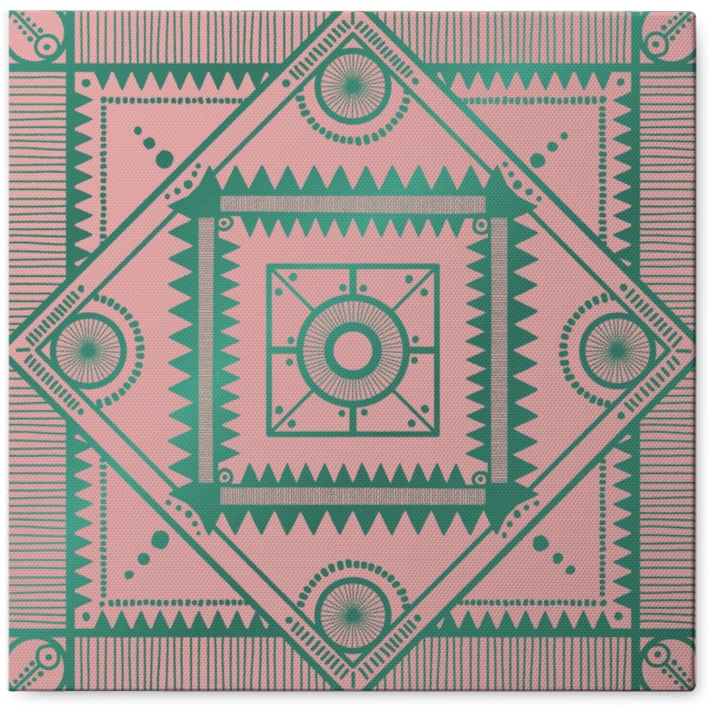 Tribal Geometric Tile Photo Tile, Canvas, 8x8, Pink