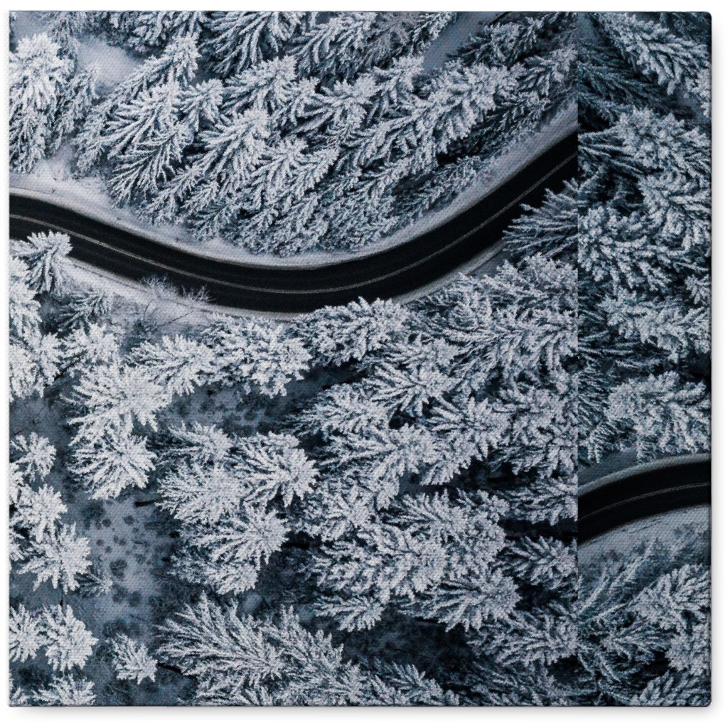 Winding Snow Road Photo Tile, Canvas, 8x8, Gray