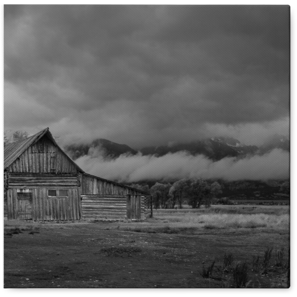 Rural Barn Photo Tile, Canvas, 8x8, Black