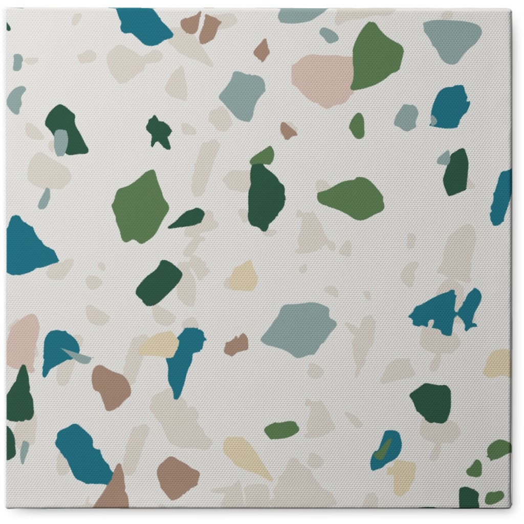 Terrazzo - Green on Cream Photo Tile, Canvas, 8x8, Green