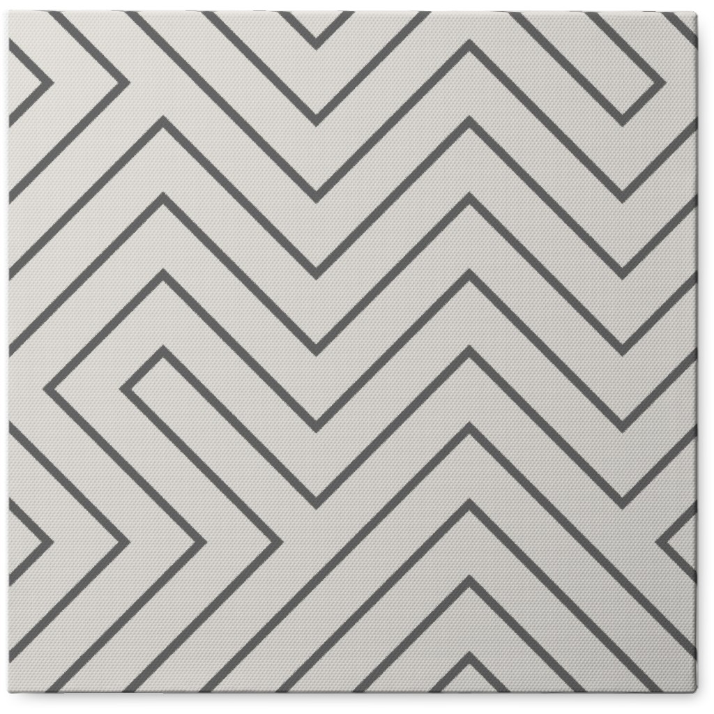 Tribal Maze - Cement on Cream Photo Tile, Canvas, 8x8, Gray