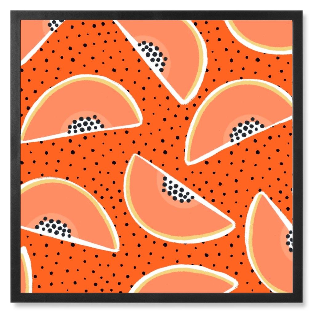 Cantaloupe - Orange Photo Tile, Black, Framed, 8x8, Orange, Orange