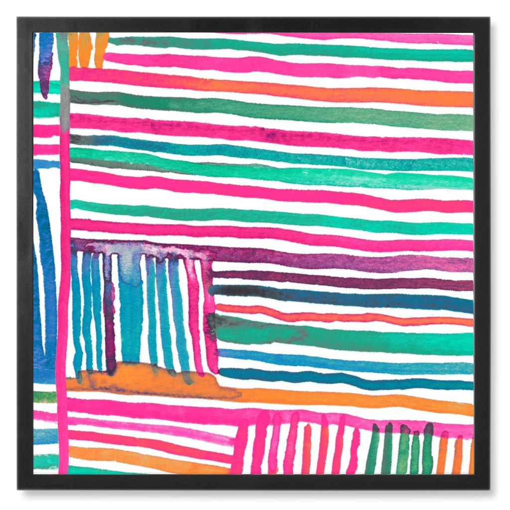 Linear Meditation Photo Tile, Black, Framed, 8x8, Multicolor, Hot Pink