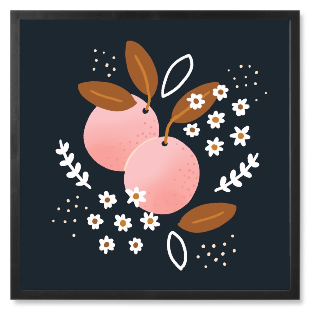 Orange Blush - Black Photo Tile, Black, Framed, 8x8, Black, Black
