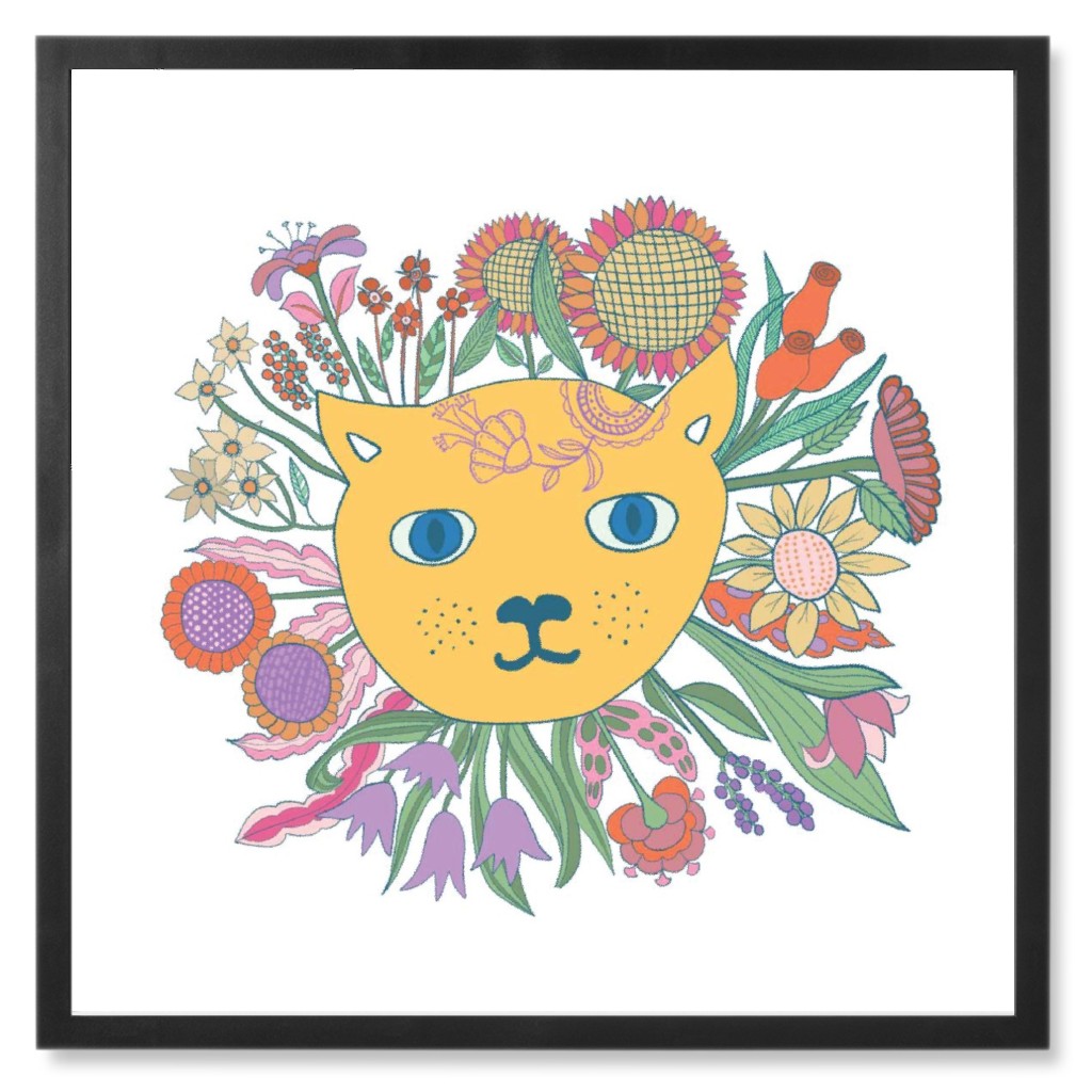 Mandala Cat - Multi Photo Tile, Black, Framed, 8x8, Multicolor