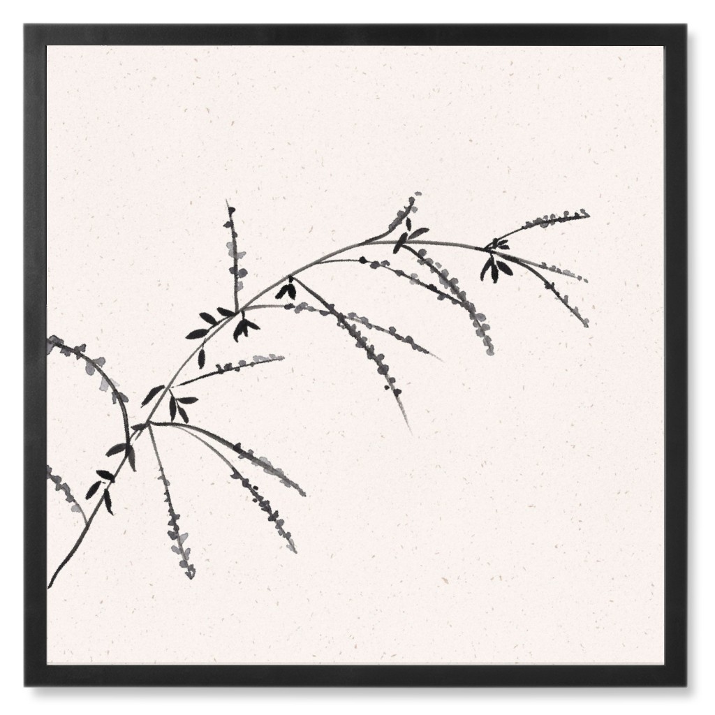 Minimalist Branch - Black Photo Tile, Black, Framed, 8x8, Black, Black