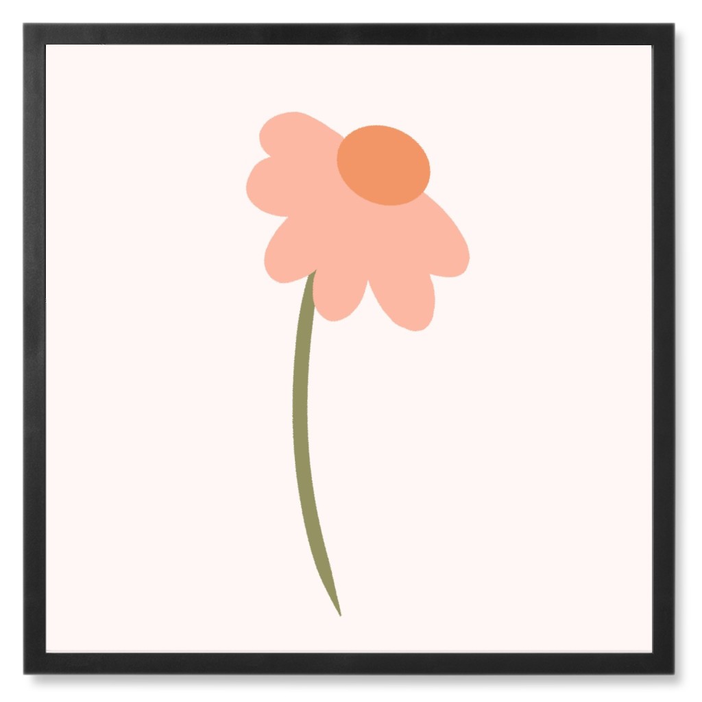 Nasturtium Wildflowers - Pink Photo Tile, Black, Framed, 8x8, Pink