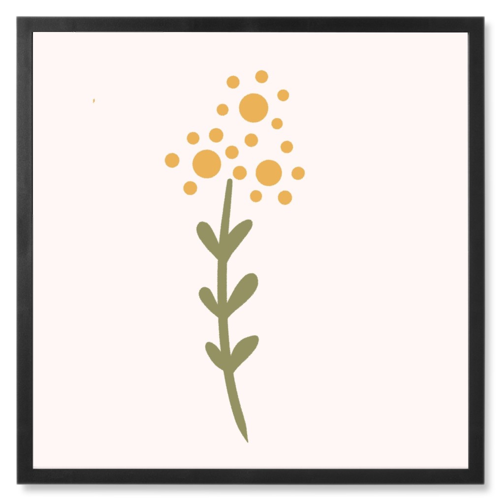 Hypericum Wildflowers - Yellow Photo Tile, Black, Framed, 8x8, Yellow