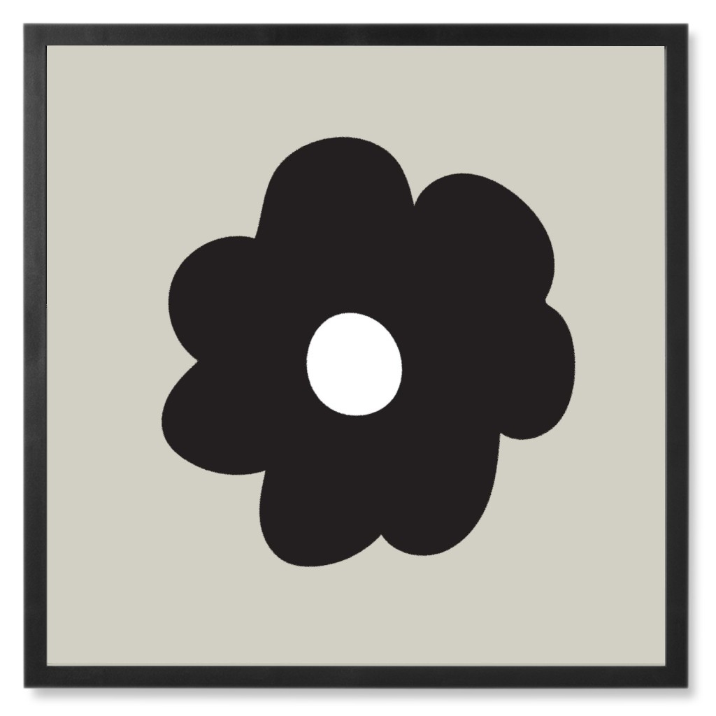 Mod Blossom Photo Tile, Black, Framed, 8x8, Gray, Silver Lining