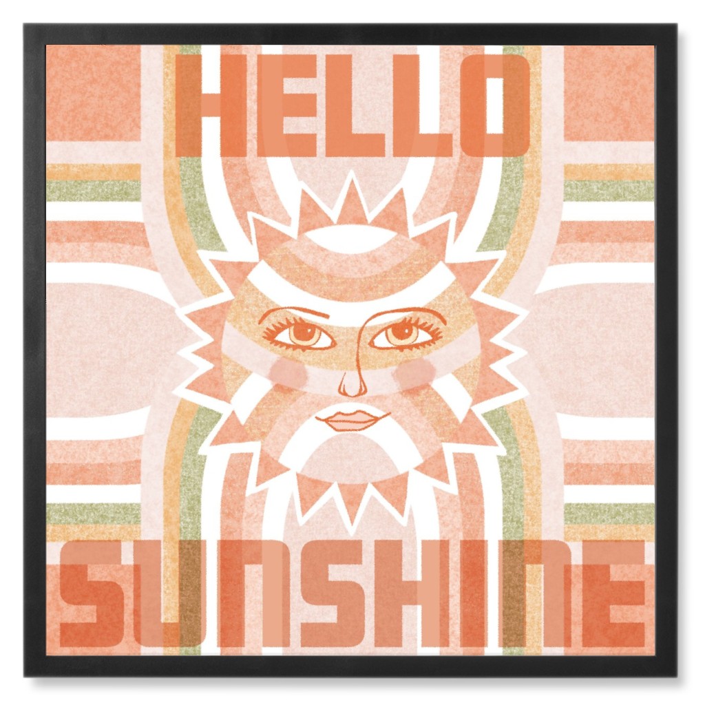 Hellow Sunshine - Orange and Green Photo Tile, Black, Framed, 8x8, Orange