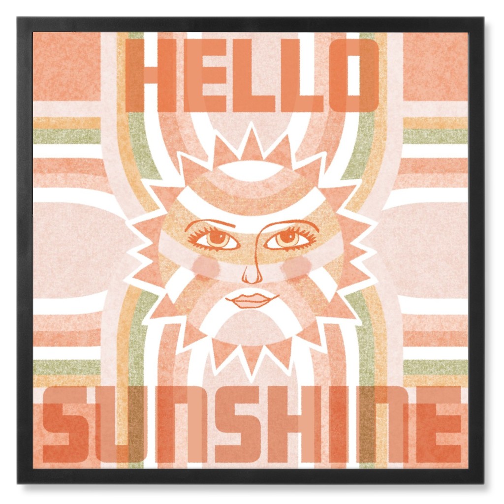 Hellow Sunshine - Orange and Green Photo Tile, Black, Framed, 8x8, Orange, Orange