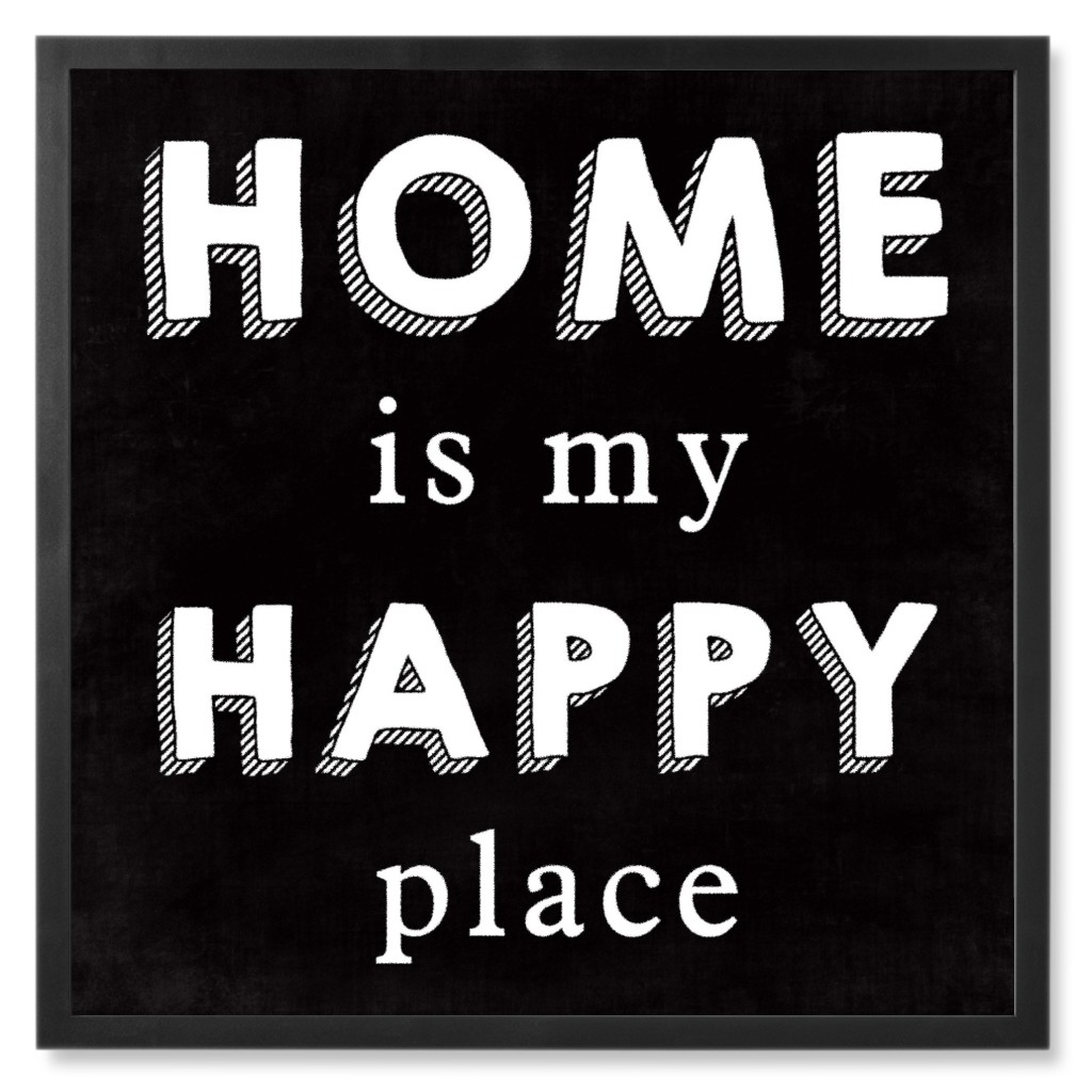 Home Is My Happy Place Photo Tile, Black, Framed, 8x8, Black