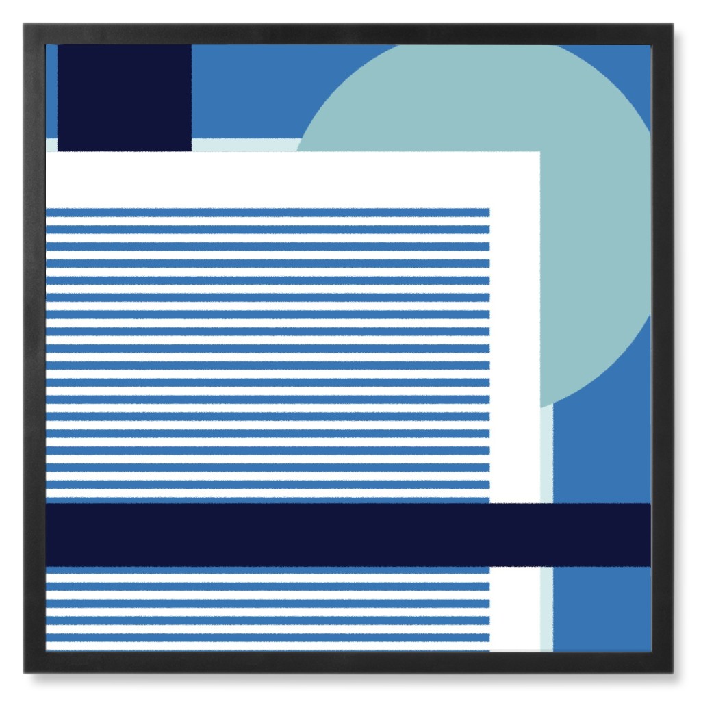Tidal Pool Abstract - Blue Photo Tile, Black, Framed, 8x8, Blue
