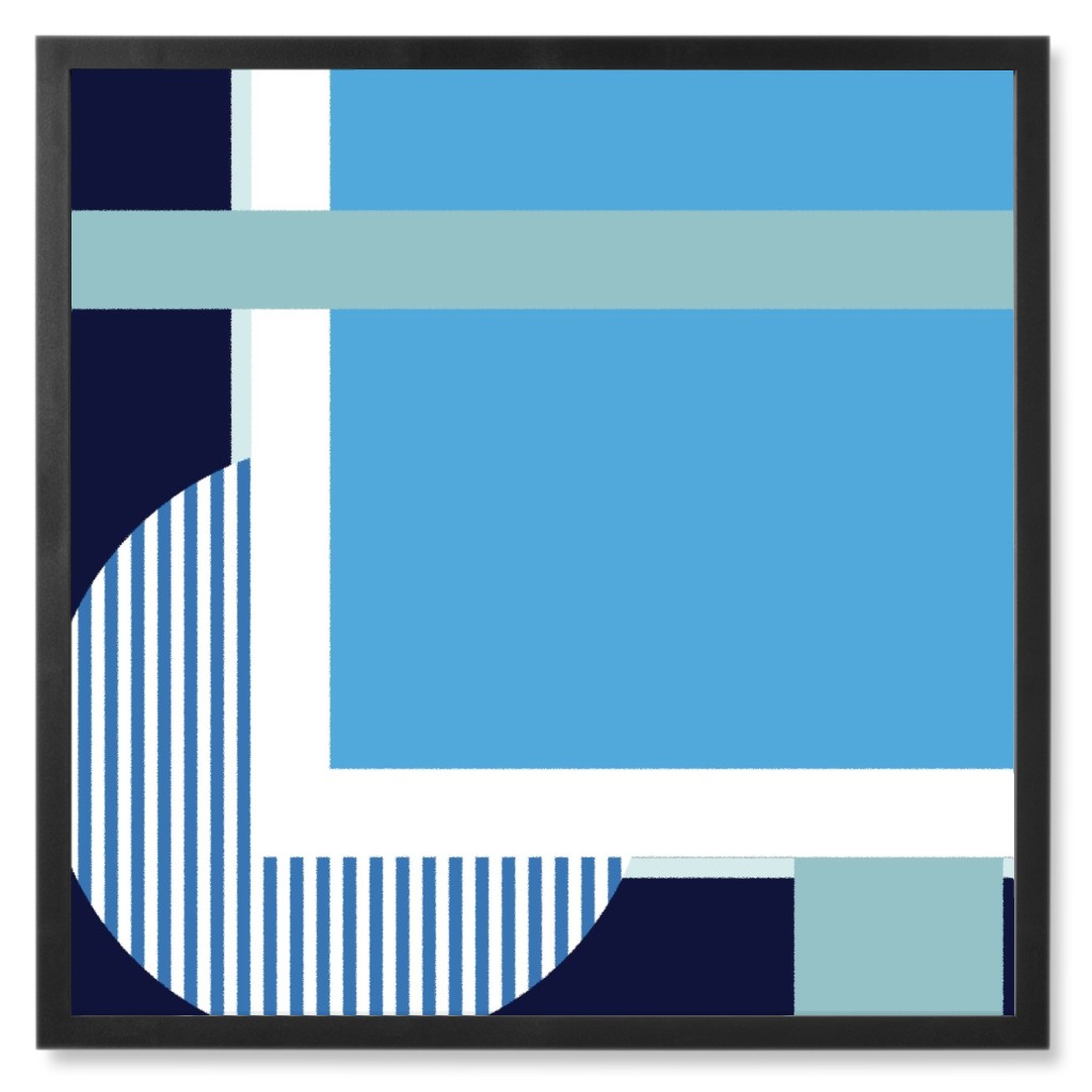 Tidal Pool Abstract - Shades of Blue Photo Tile, Black, Framed, 8x8, Blue, True Blue