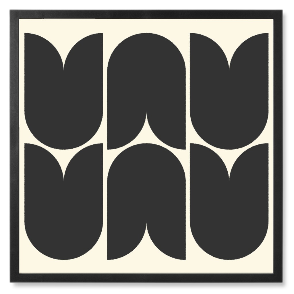 Minimal Geometric Abstract Bauhuas - Neutral Photo Tile, Black, Framed, 8x8, Black, Black