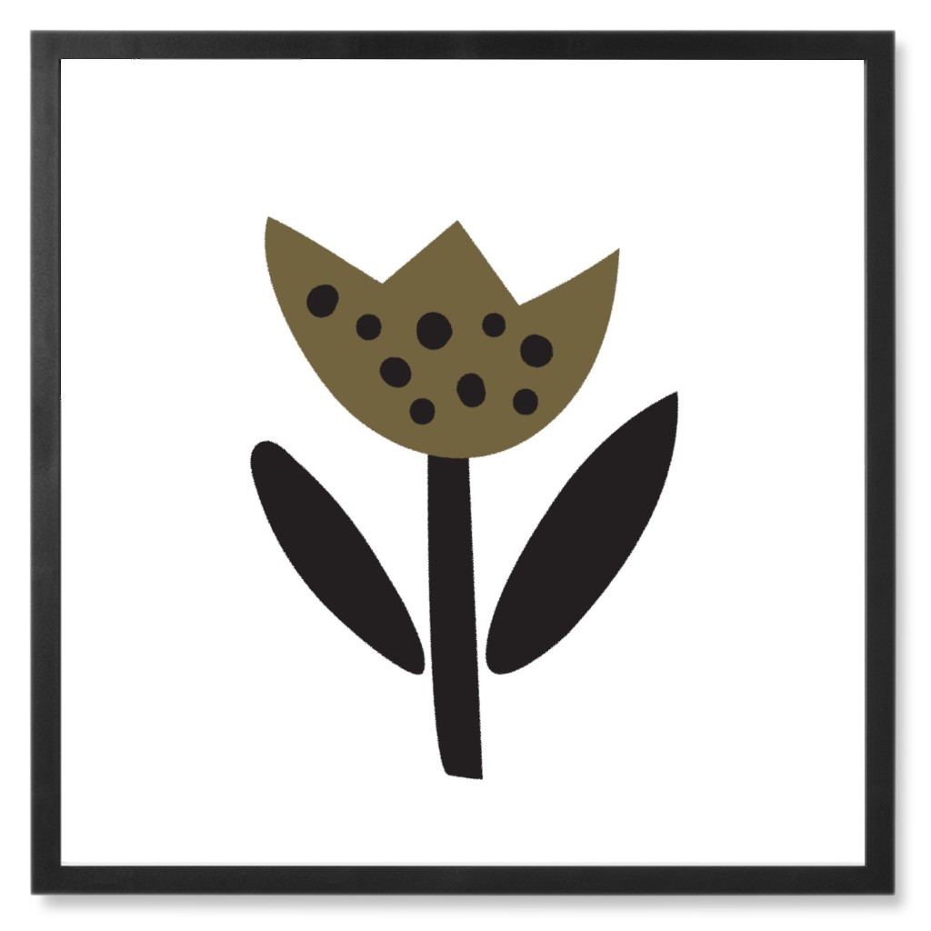 Fun Flower - Green Photo Tile, Black, Framed, 8x8, Green