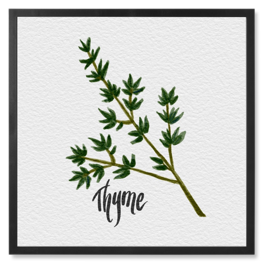Thyme - Green Photo Tile, Black, Framed, 8x8, Green, Classic Green
