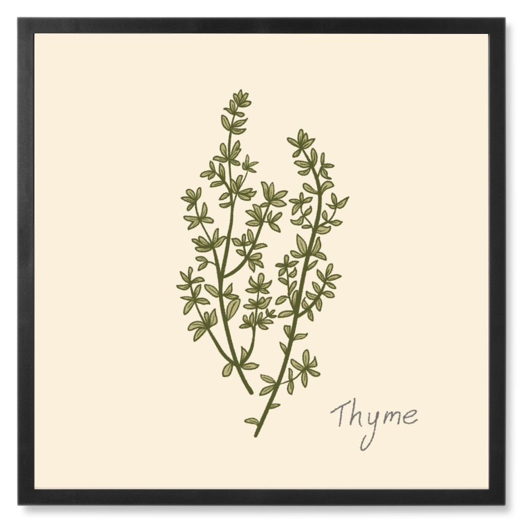 Thyme - Neutral Photo Tile, Black, Framed, 8x8, Beige, Pearl
