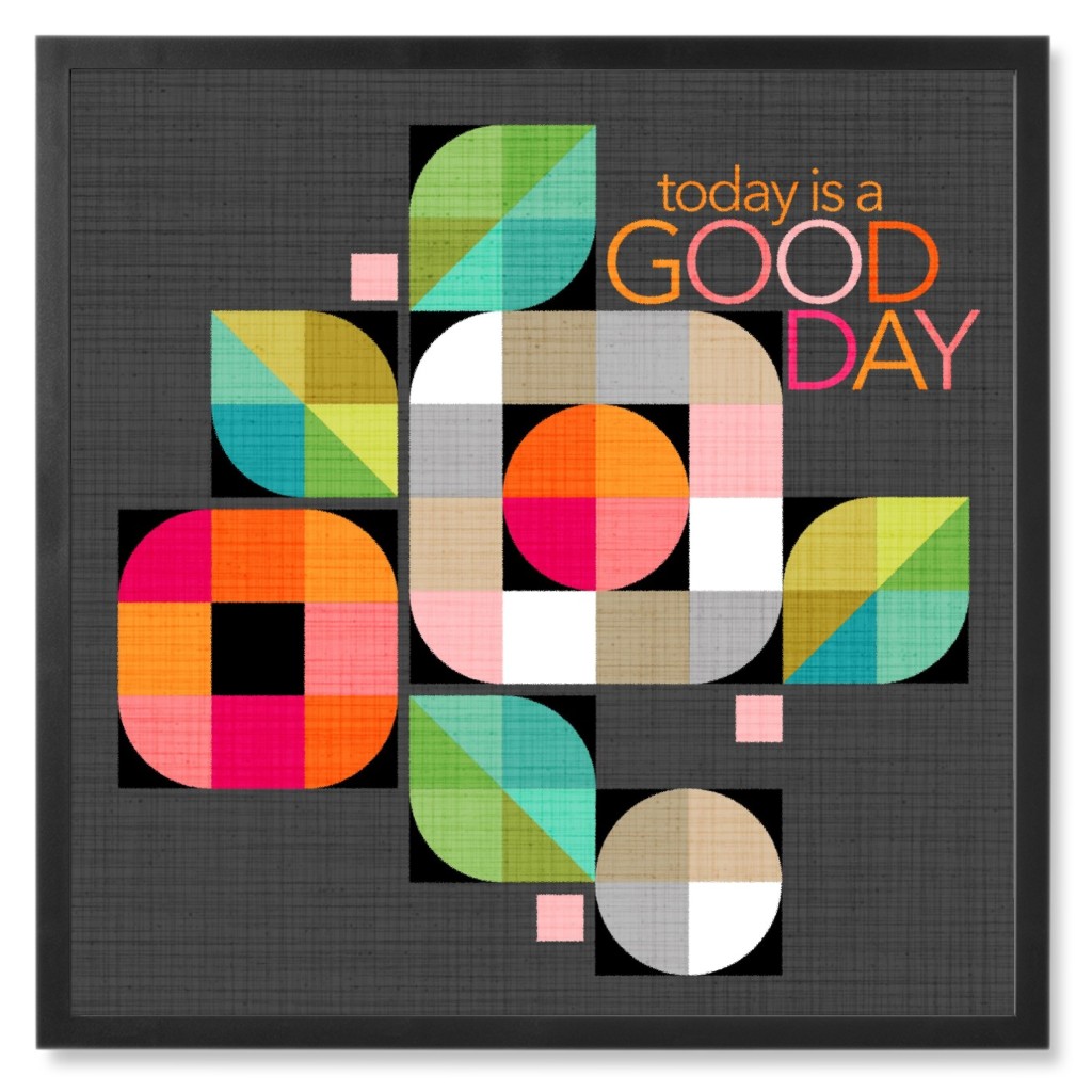 Mod Flower Box Today Is a Good Day Photo Tile, Black, Framed, 8x8, Multicolor, Gray